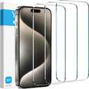 YMHML 3 Pack Compatible for iPhone 16 Plus / 15 Pro Max / 15 Plus Screen Protector Tempered GlassMilitary Grade HD Film Case Friendly