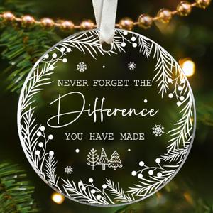 2 x TUMSHANIP Thank You Gifts for Women, Boss, Coworkers, Teacher, Nurse, Mom, Friends - Retirement Farewell Going Away Never Forget The Difference You Made Ornament - Acrylic Christmas Ornament 2025