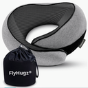 FlyHugz® Neck Travel Pillow | Memory Foam Neck Pillow for Comfort on Airplane | Compact and Ergonomic Design for Travel, Car Rides, and Home Use | Ideal for Adults and Kids