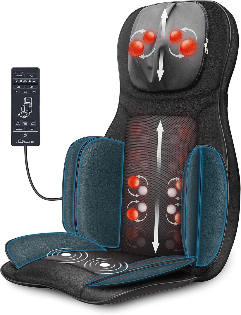 Snailax Shiatsu Neck & Back Massager with Heat and Compression, Full Body Massage Chair Pad, Seat Massager, Chair Massager, Gifts
