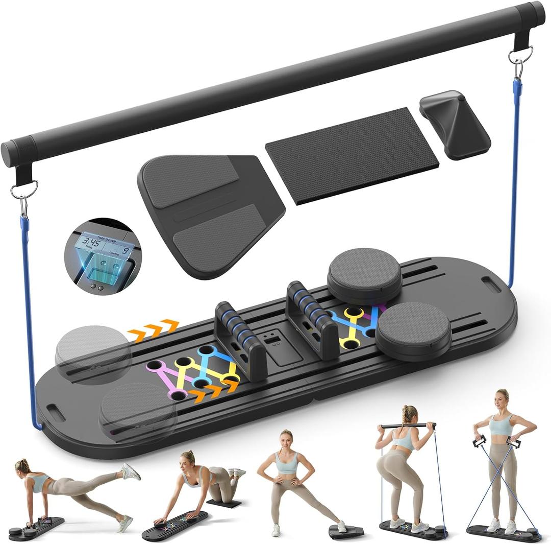 Black Pilates Board,Pilates Reformer Sets, Multifunctional Abdominal Pilates Board for Home Workout Equipment, Portable Foldable Ab Board Pilates Exercise Machine, Pilates Reformer Board for Women