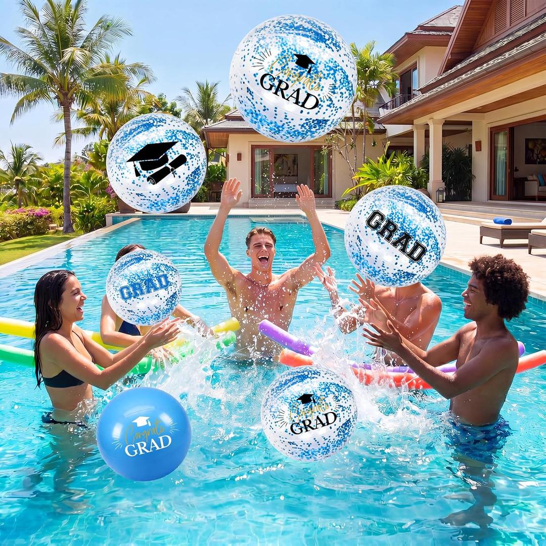 12 Pcs 16 Inches Graduation Beach Balls 2026 Graduation Pool Floats Party Decorations Congrats Grad Balls for Class of 2026 Swimming Pool Party Water Sand Summer Game