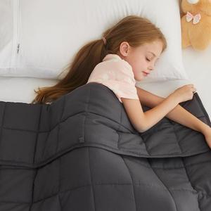 L'AGRATY Weighted Blanket Kids - 40"x60" 10lbs Breathable Childrens Heavy Blanket Microfiber Material with Glass Beads All-Season Summer Fall Winter Soft (01-dark Grey) L'AGRATY Weighted Blanket Kids - 40"x60" 10lbs Breathable Childrens Heavy Blanket Microfiber Material with Glass Beads All-Season Summer Fall Winter Soft (01-dark Grey)