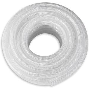 DAVCO 1/4" ID 50 ft Heavy Duty Braided Clear Plastic Vinyl Tubing, Flexible High Pressure Reinforced PVC Vinyl Tube Hose, Non-toxic, BPA Free