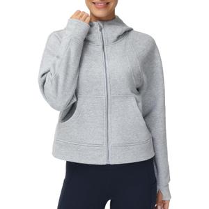 THE GYM PEOPLE Women's Full-Zip Up Hoodies Jacket Fleece Workout Crop Tops Sweatshirts with Pockets Thumb Hole
