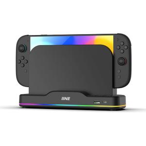 IINE Cooling Fan for Switch 2, Dual-Fan Cooling with Adjustable RGB Lighting, USB Expansion, Plug & Play Dock Cooler for Enhanced Console Performance (Dock Version)