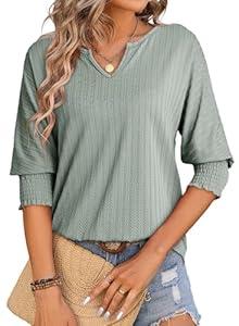 Dokotoo Womens Shirts Dressy Casual Summer Tops for Women 2025 Solid Color V Neck Short Sleeve T Shirt Trendy Fashion Lightweight Blouses for Women Basic Spring Cute Tshirt Tees Green, XX-Large