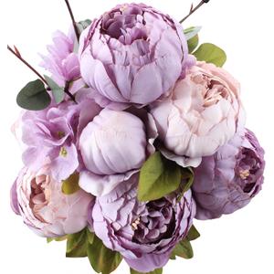 Duovlo Fake Flowers Vintage Artificial Peony Silk Flowers Wedding Home Decoration,Pack of 1 (New Purple)