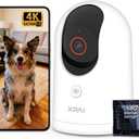 4K UHD Indoor Camera, 64G Built-in Storage No Subscription,Pet Camera Indoor with Phone App,Work as Baby Monitor/Cat/Dog Camera,360°Pan&Tilt,Two-Way Talk,Privacy Mode,AI Tracking/Detection