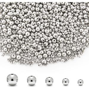 300Pcs Gold Filled Spacer Beads for Jewelry, 4mm Silver, Round, Brass, Craft Beads