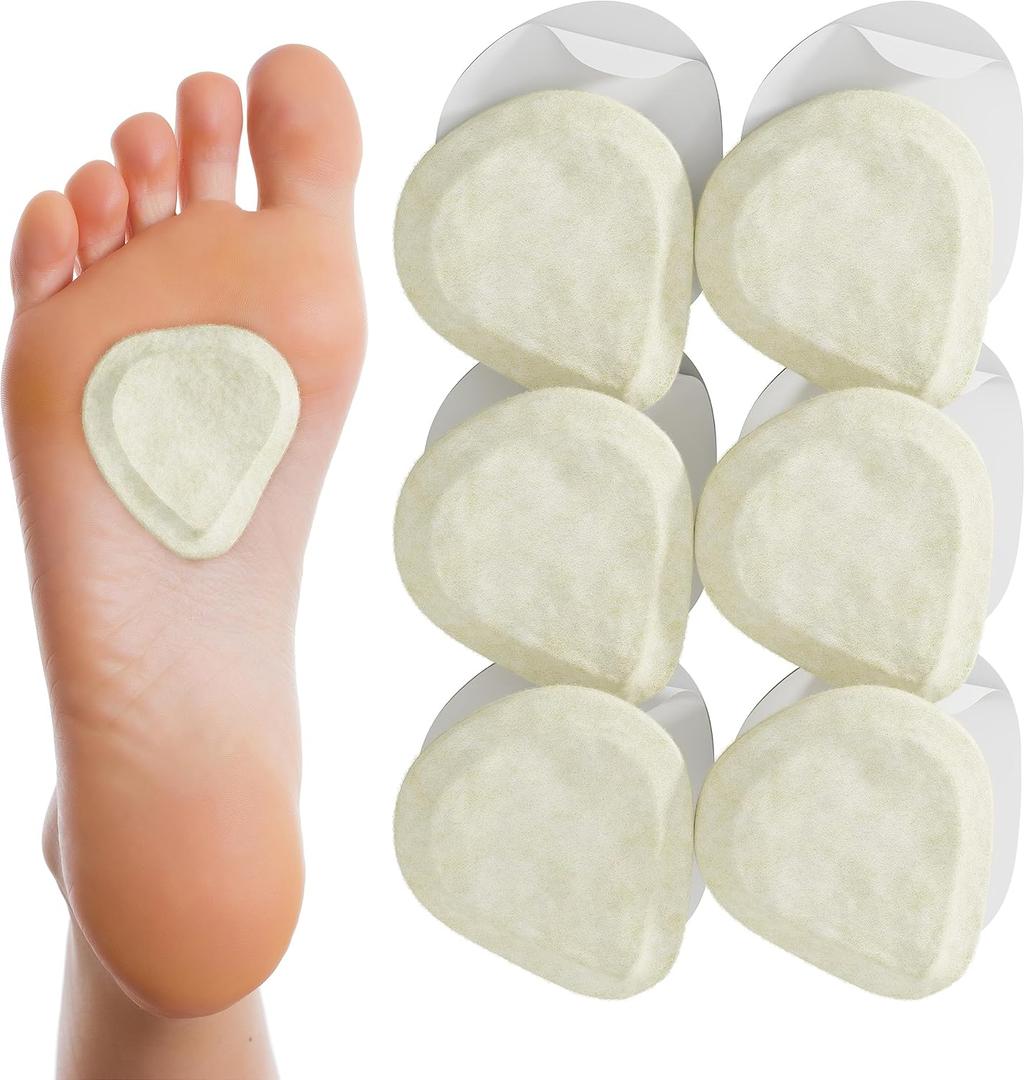 Metatarsal Felt Foot Pad Skived Cut (1/4" Thick) - Made in USA - Felt Metatarsal Pads for Women and Men - Ball of Foot Cushion - 6 Pairs (12 Pieces)