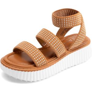 DREAM PAIRS Girls Flatform Wedge Open Toe Platform Summer Sandals with Buckle Ankle Strap for Little Kid/Big Kid, 4