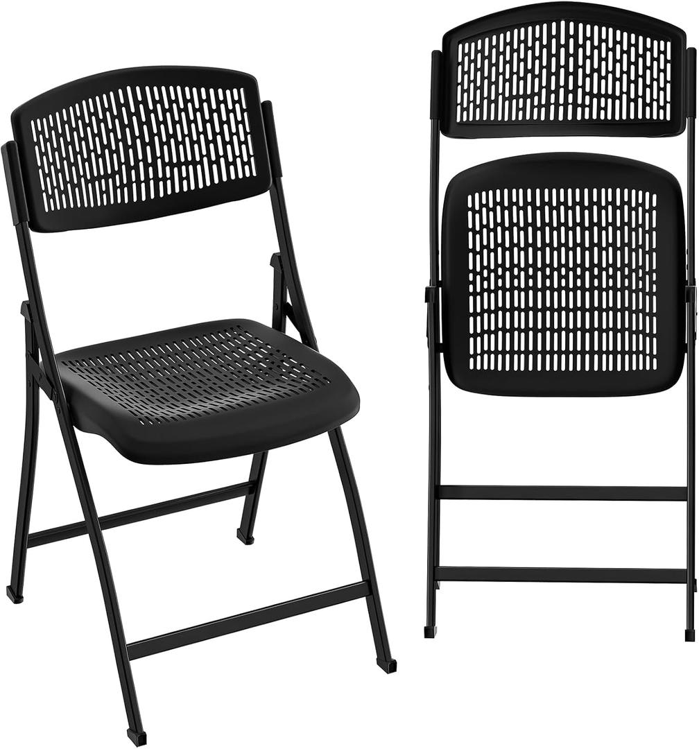 Ytaoka Folding Chair Black Foldable Chair with Breathable Mesh Seat and Sturdy Metal Frame for Indoor and Outdoor Party Events Wedding Patio Dining, 1-Pack, 18.5 in x 20.47 in x 33.46 in