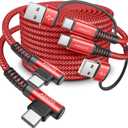 AINOPE USB C to USB C Cable 60W 2-Pack 6.6ft Type C to Type C Fast Charging Cable Charger Right Angle Compatible with Samsung S23 S22 Note 20 Ultra, iPad Pro 12.9 Air Mini MacBook Air, Pixel, Red