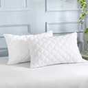 Anti Allergy Quilted Pillow Protectors Queen 2 Pack White