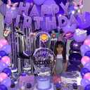 Purple Music Birthday Party Backdrop,Purple Butterfly Decor Supplies Include Happy Birthday Banner,Backdrop, Latex Balloon