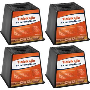 Trailer Jack Block, RV Leveling Blocks, 6000 lbs Capacity, Set of 4, Polypropylene RV Camper Stabilizer Blocks, Stackable Leveling Support for Camper Trailer