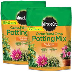 Miracle-Gro Cactus, Palm and Citrus Potting Mix, for Indoor or Outdoor Potted Plants, Great for Succulents, 8 qt., 2-Pack