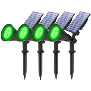 T-SUNUS Green Solar Landscape Spot Lights Christmas IP65 Waterproof Garden Outdoor Spotlights Auto On/Off Security Spotlight for St. Patrick's Day Flag Tree Patio Yard Driveway Pond Halloween 4 Pack