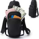 Water Bottle Carrier Bag,Water Bottle Holder with Straps Phone Pockets Fits Stanley Owala 16/24/32/40oz (Black)