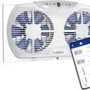 Lasko W09560 Bluetooth Enabled Twin 9-Inch Window Fan with Independent Electrically Reversible Intake & Exhaust Motors with Thermostat and Timer for Bedroom Indoor Home Use, White