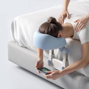Massage Headrest for Bed, Portable Bed Massage Head Holder, Adjustable U-Shaped Face Cradle Pillow Kit at Home, Face Down Pillow After Eye Surgery, Massage Table Head Rest for Salon Spa-Light Blue