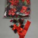 6 Pcs 10" Christmas Mini Cabinet Wreaths with Bells for Kitchen, Xmas Small Cabinet Wreaths with Red Berries Ribbon Bow Artificial Wreath for Front Door Window Christmas Party Decor