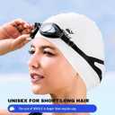 WHALE Extra Large Swim Cap for Women Men, Durable Silicone Swimming Hat with Ear Protection, Unisex Adults Bath Swimming Caps for Long Thick Curly Hair & Dreadlocks Braids Weaves Afro Hair (Black)