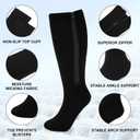 2 x Plus Size Compression Socks for Women Men Wide Calf L/XL-5XL (15-20mmhg) Knee High Socks Support Compression Stockings for Nurses and Flying (Zipper - 3 Pairs - Black)