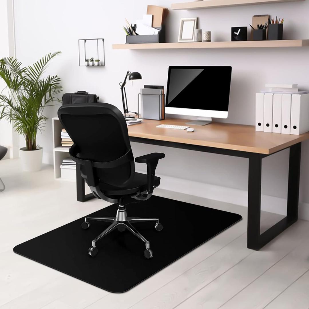 Kuyal Chair mat for Hardwood Floor 36 x 48 inches Rectangle Floor Mats Wood/Tile Protection Mat for Office & Home, Black (36" X 48" Rectangle)
