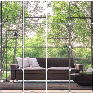Removable Acrylic Mirror Setting Wall Sticker Decal DIY Modern Decoration for Home Living Room Bedroom Decor (15 pcs 20cmx20cm).