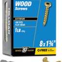 Power Pro Premium Exterior Wood Screws, #8 x 1-3/4"Inch All-Purpose Deck Screws for Outdoor Projects, T-25 Star Bit Included, Bronze, 160 Pieces | 48596V4