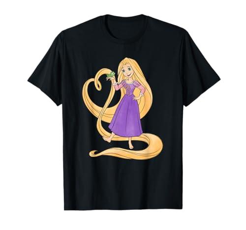 Disney Princess Rapunzel Heart and Pascal T-Shirt Large Black