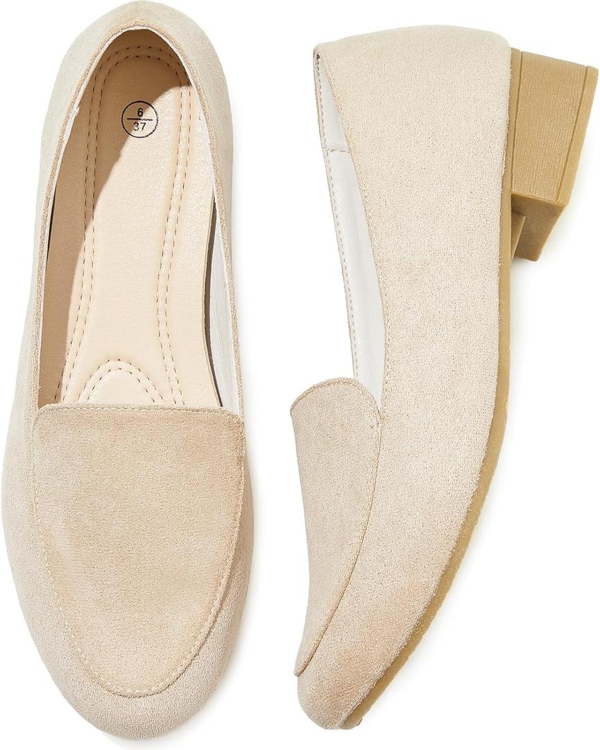 HEAWISH Women's Loafers Slip on Low Heel Shoes,Closed Toe Pumps Dress Shoes,Casual Loafer Work Flats Wedding Shoe (10, Pink)