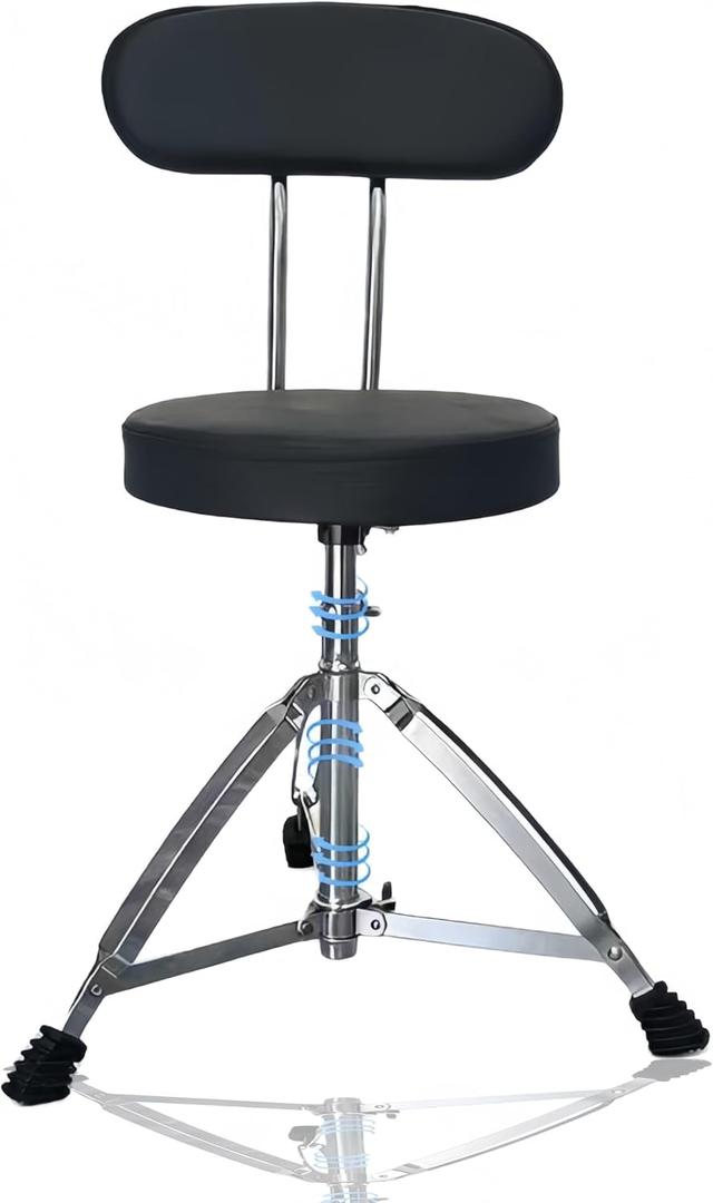 linpel Drum Throne with Backrest, Portable & Foldable Drum Stool Chair, Lightweight Drum Seat for Drummers, Stable & Durable Drum Accessories for Indoor Outdoor Performances
