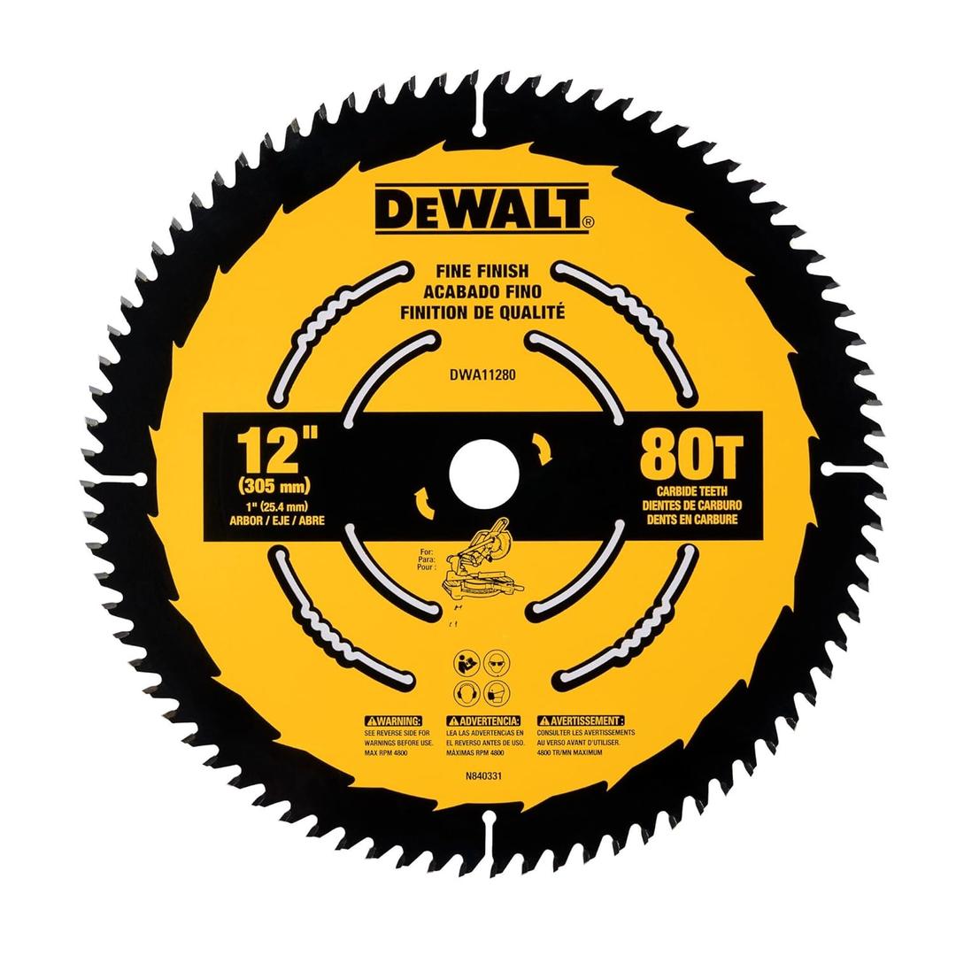 DEWALT 12 Inch 80T Carbide Circular Saw Blade, Fine Finish Saw Blade (DWA11280) (One Size)