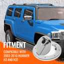 HECASA Locking Fuel Door Compatible with 2003-2010 Hummer H3 and H3T Gas Cap Tank Cover Heavy Duty Aluminum Chrome Silvery