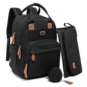 Dikaslon Diaper Bag Backpack with Portable Changing Pad, Pacifier Case and Stroller Straps, Large Unisex Baby Bags for Boys Girls, Multipurpose Travel Back Pack Moms Dads, Black