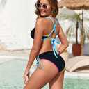 RIHOAS Bikini Sets for Women Two Piece Swimsuit Triangle Top String Mid Rise Bottom Cheeky Bathing Suit (S)