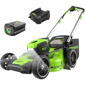 Greenworks 80V 21" Self-Propelled Cordless Lawn Mower  Brushless Motor, LED Lights, 4.0Ah Battery & Rapid Charger (75+ Compatible Tools)