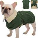 Kuoser Dog Jacket Warm Fleece Lined Dog Coats for Small Dogs, Waterproof Pet Coat Reflective Puppy Snowsuit with Harness Hole for Cold Weather Walking Hiking, Quilted Dogs Winter Vest, Green, S (Small (Chest: 32 - 42CM / 12.59"-16.53"))