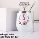 PFL Wedding Gifts for Maid of Honor From Bride -Bachelorette Party Gifts-Bridal Shower Bridesmaids Best Friends Sister -12oz Women Monogrammed Wine Tumbler Coffee Mug Cup Glass -Initial Letter S