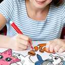 DAVAXI 60 Set Ocean Animal Art Cards DIY Sea Animals Coloring Magnet Ornaments with 24 Colored Pen Ocean Craft Kits Sea Coloring Craft Painting Card for Class Art Party Favors DIY Crafts Home Decor