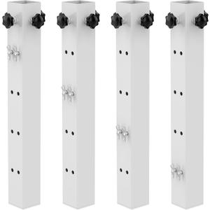 4 Pcs White Table Leg Extenders - Adjustable Height, Metal Square Risers for Folding Tables, 3.4"/6.6"/9.8"/13" (Inner Diameter 1.86")