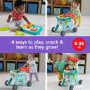 Fisher-Price Baby Push Toy 4-in-1 Snack Cart Walker Learning Activity, 14 Pieces for Pretend Play Infants Ages 6+ Months, Multilanguage Version, Child-size