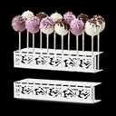 AIM & GGKK Cake Pop Stand, 12 Holes Lollipop Display Stand,Set of 2 White Metal Display Holder, Lollipop Holder for Wedding, Baby Shower, Birthday, Anniversaries Party Candy Decorative