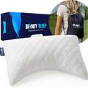Sidney Sleep Mini Travel Size Neck Pillow - Knee, Back Lumbar and Support - Small Curved Pillow - 14 x 19 Inches - Adjustable Loft - Washable - Drawstring Backpack Included (White)