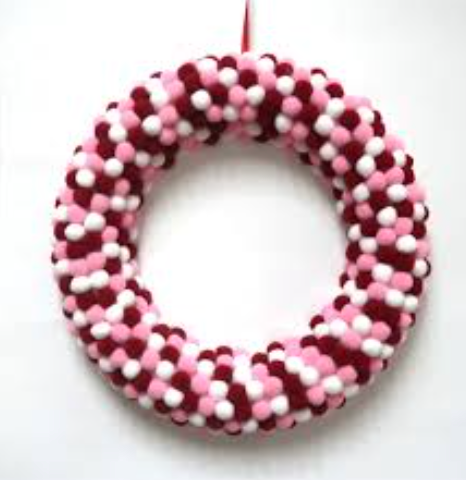 Holiday Home 12" Valentines Pom Pom Wreath