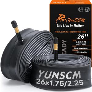 26" Heavy Duty Bike Tubes 26x1.75/1.95/2.0/2.10/2.125/2.25 (45/57-559) 26 Bicycle Tubes Premium Butyl Rubber Compatible with Road,Gravel,Mountain Bike Tire Tubes Schrader Valve AV48mm 2-PCS