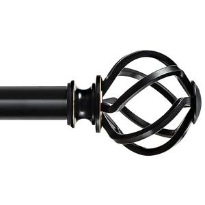 KAMANINA Black Curtain Rod for Windows 66 to 120 Inch (5.5-10ft), 1 Inch Heavy Duty Curtain Rods 32 to 120, Long Decorative Single Drapery Rods, Twisted Cage End